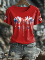 Women's UK Flag Watercolor Paws Printed T-shirt vetvanguards