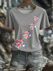 Women's UK Flag Watercolor Paws Printed T-shirt vetvanguards