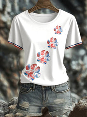 Women's UK Flag Watercolor Paws Printed T-shirt vetvanguards