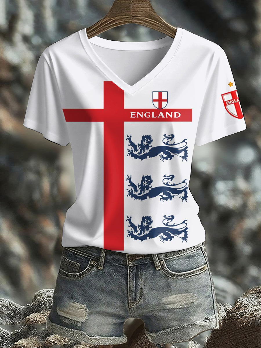 Women's UK England Soccer Champion Printed T-Shirt vetvanguards