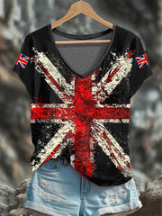 Women's Union Jack V-neck T-shirt vetvanguards