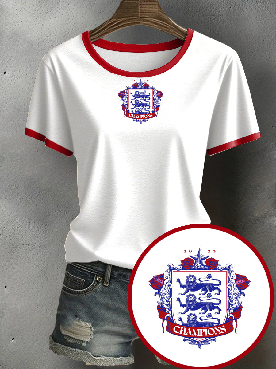 Women's UK England Football Lover Champion Printed T-shirt vetvanguards