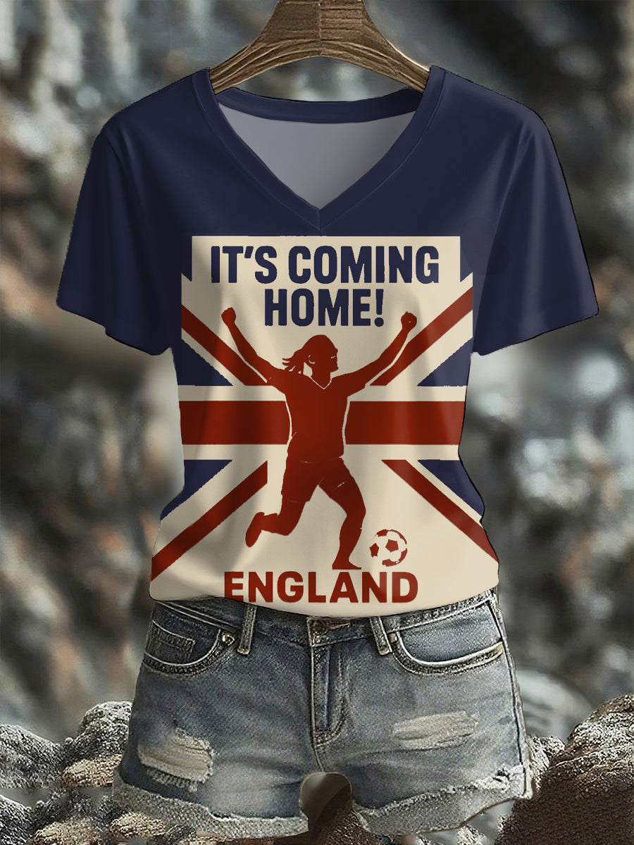 Women's UK England Football Lover Champion Printed T-shirt vetvanguards