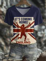 Women's UK England Football Lover Champion Printed T-shirt vetvanguards