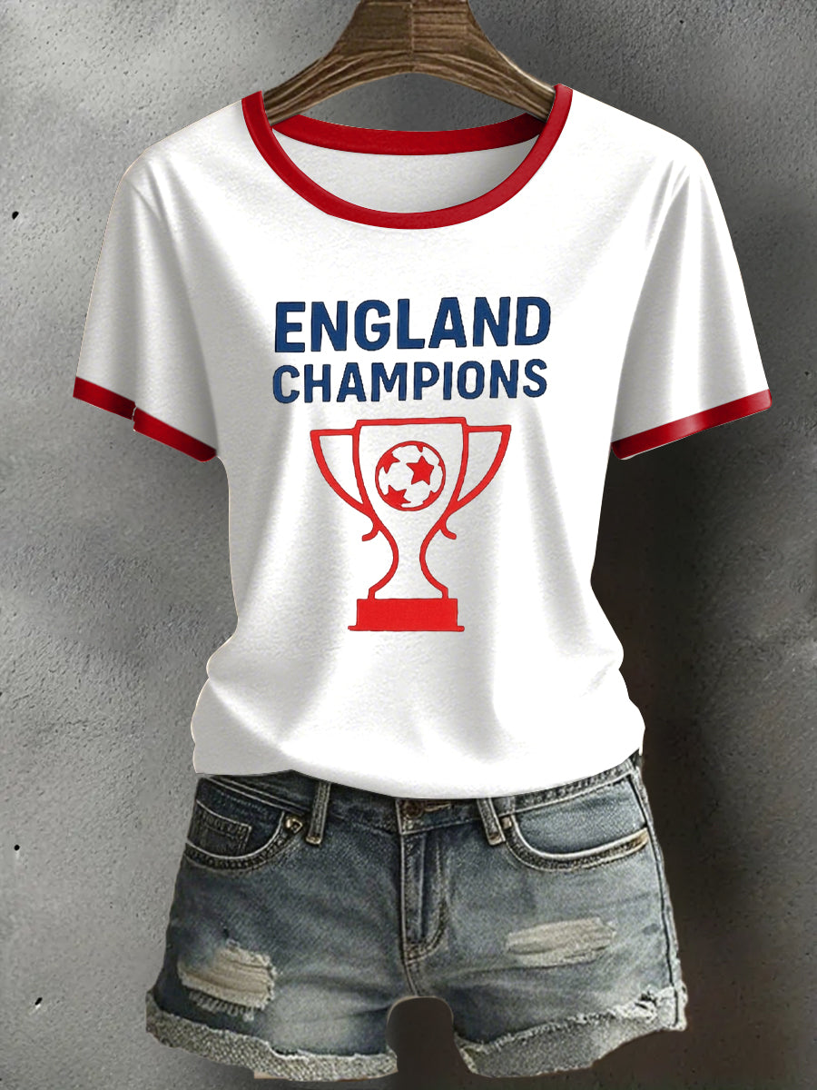 Women's UK England Football Lover Champion Printed T-shirt vetvanguards