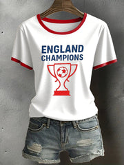 Women's UK England Football Lover Champion Printed T-shirt vetvanguards