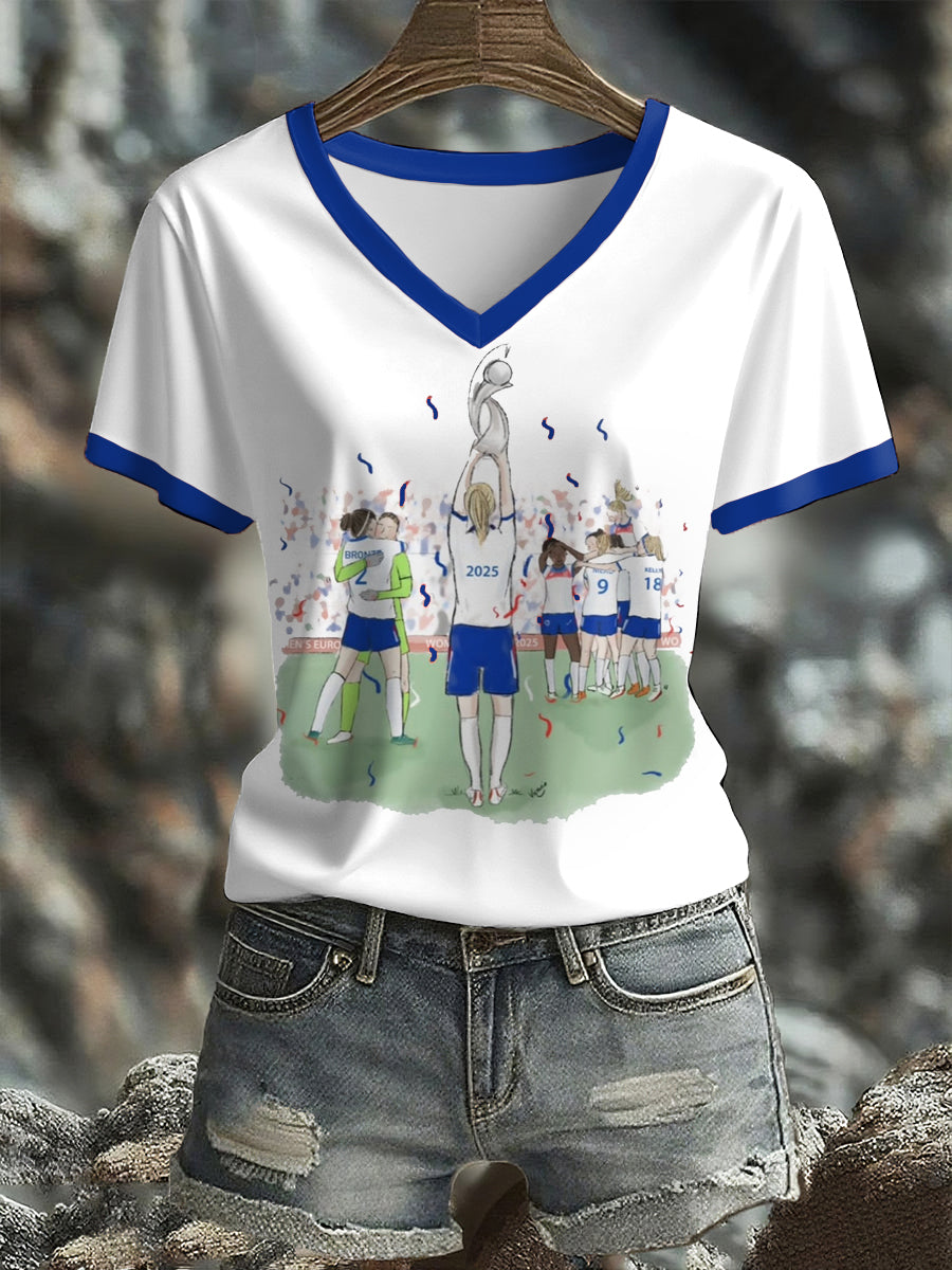 Women's UK England Football Lover Champion Printed T-shirt vetvanguards