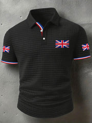 Men's UK Flag Print Casual Short-Sleeve Waffle Top vetvanguards