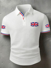 Men's UK Flag Print Casual Short-Sleeve Waffle Top vetvanguards