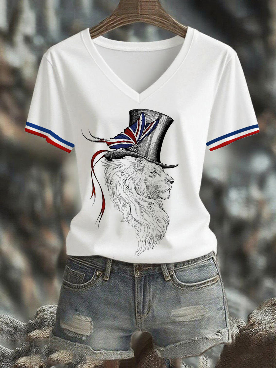 Women's Union Jack Lion Short Sleeve T-Shirt vetvanguards