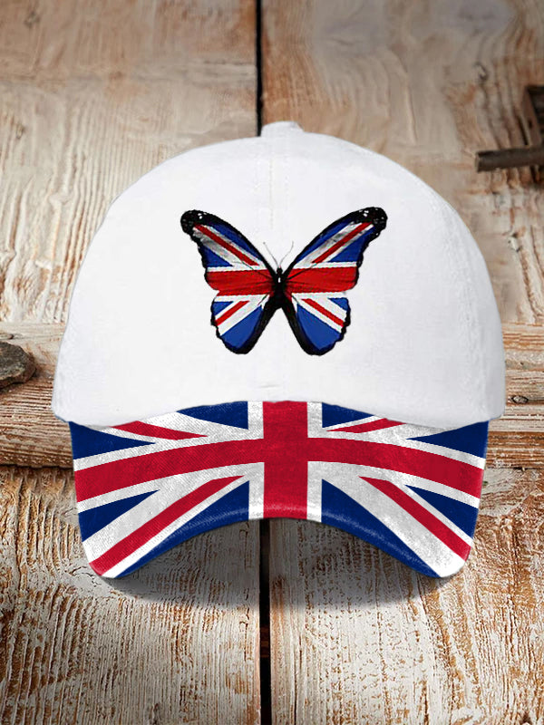 Unisex British Flag Butterfly Print Hat vetvanguards