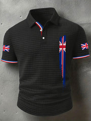 Men's UK Flag Print Casual Short-Sleeve Waffle Top vetvanguards