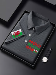Men's Proud Welsh Man Print Waffle Fabric Casual Shirt vetvanguards