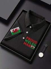 Men's Proud Welsh Man Print Waffle Fabric Casual Shirt vetvanguards