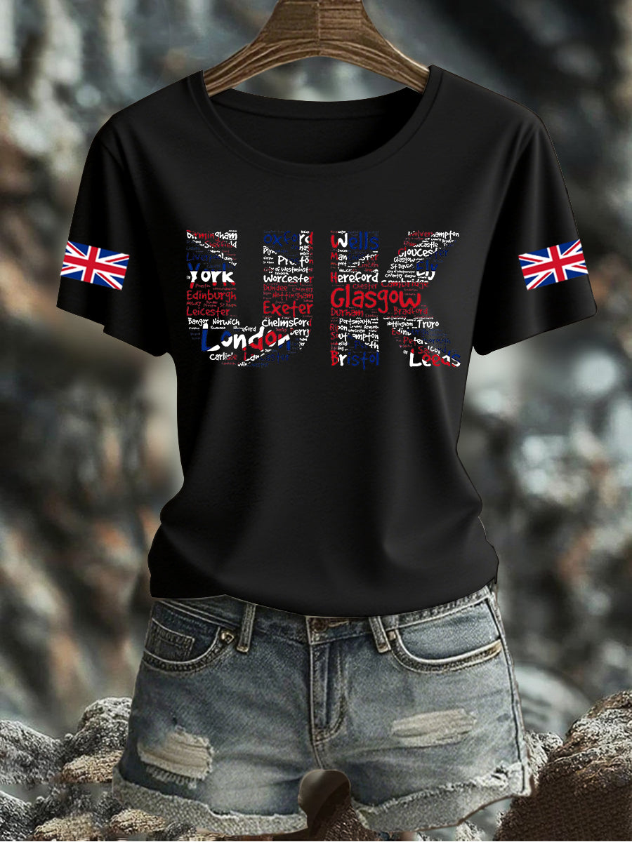 Women's UK Flag Printed T-shirt vetvanguards