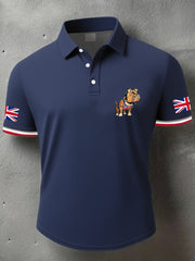 Men's Dog UK Flag Art Printed Casual Tops vetvanguards
