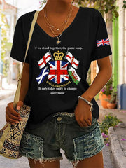 Women's UK Flag United We Stand Printed T-shirt vetvanguards