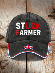 Unisex UK Flag Stuck Farmer Print Hat vetvanguards