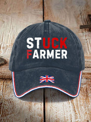 Unisex UK Flag Stuck Farmer Print Hat vetvanguards