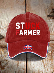 Unisex UK Flag Stuck Farmer Print Hat vetvanguards