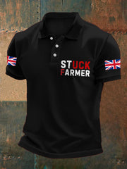 Men's UK Flag Stuck Farmer Printed Casual Tops vetvanguards