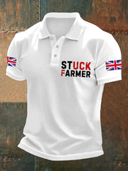 Men's UK Flag Stuck Farmer Printed Casual Tops vetvanguards