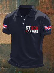 Men's UK Flag Stuck Farmer Printed Casual Tops vetvanguards