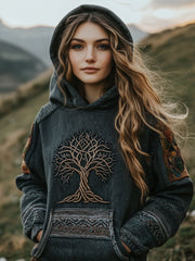 Women's Celtic Knot Tree of Life Pattern Vintage Hoodie vetvanguards