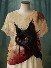 Women's Cat Print Casual T-shirt vetvanguards
