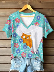 Women's Cute Cat  Short Sleeve T-shirt vetvanguards