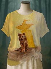 Women's Cat Print Casual T-shirt vetvanguards