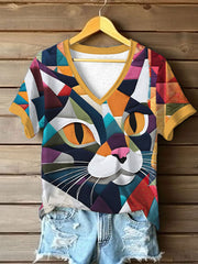 Women's Cute Cat  Short Sleeve T-shirt vetvanguards