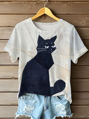 Women's Funny Cat  Short Sleeve T-shirt vetvanguards