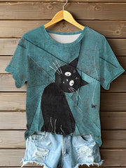 Women's Funny Cat Short Sleeve T-shirt vetvanguards