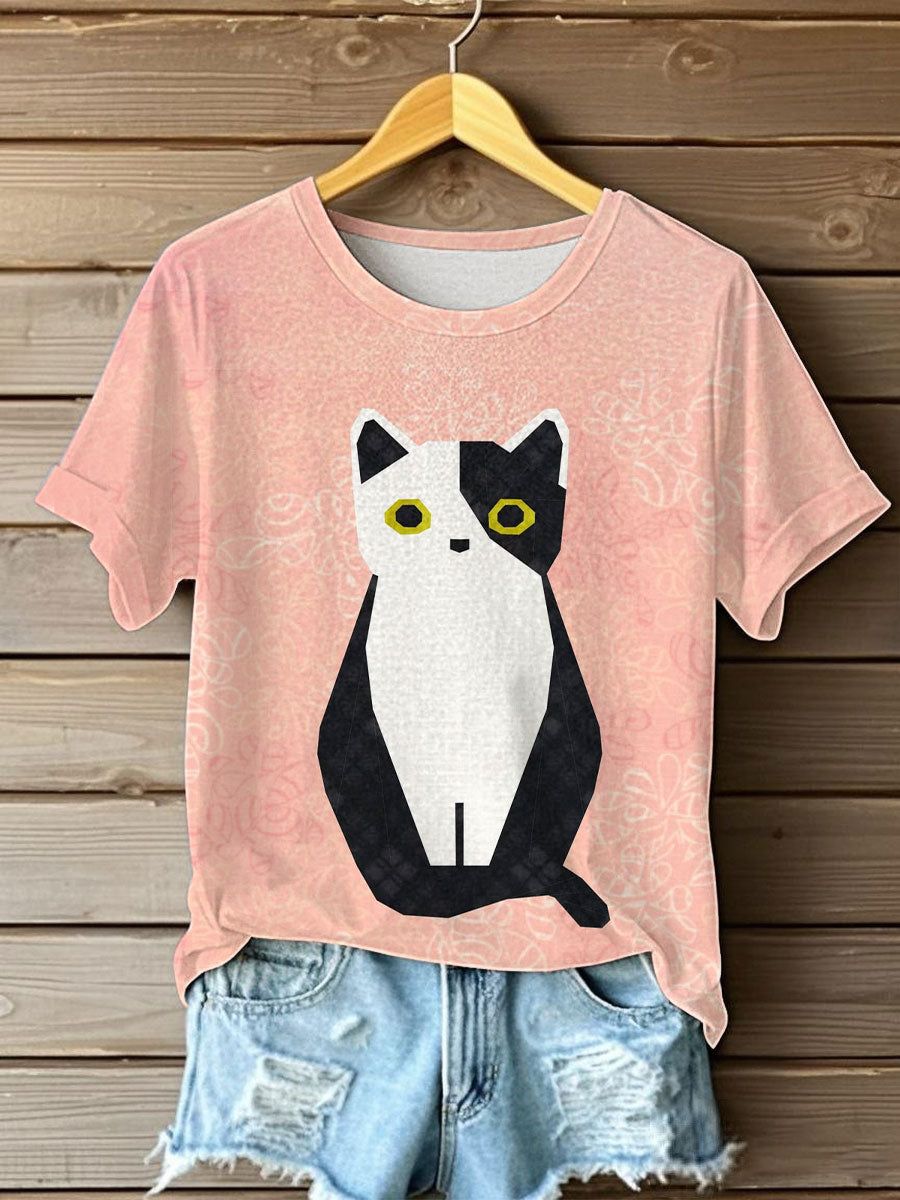Women's Funny Cat Short Sleeve T-shirt vetvanguards