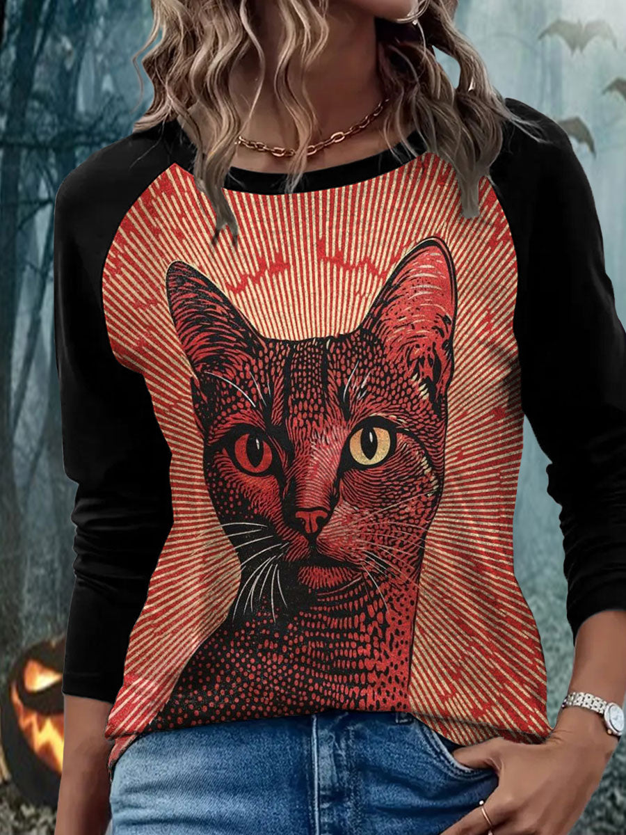 Women's Bloodstained Cat Long Sleeve T-Shirts vetvanguards