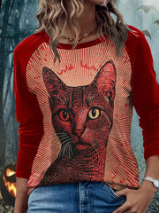 Women's Bloodstained Cat Long Sleeve T-Shirts vetvanguards