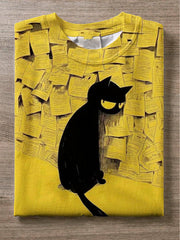 Women's Weird Cat Crew Neck Short Sleeve T-shirt vetvanguards