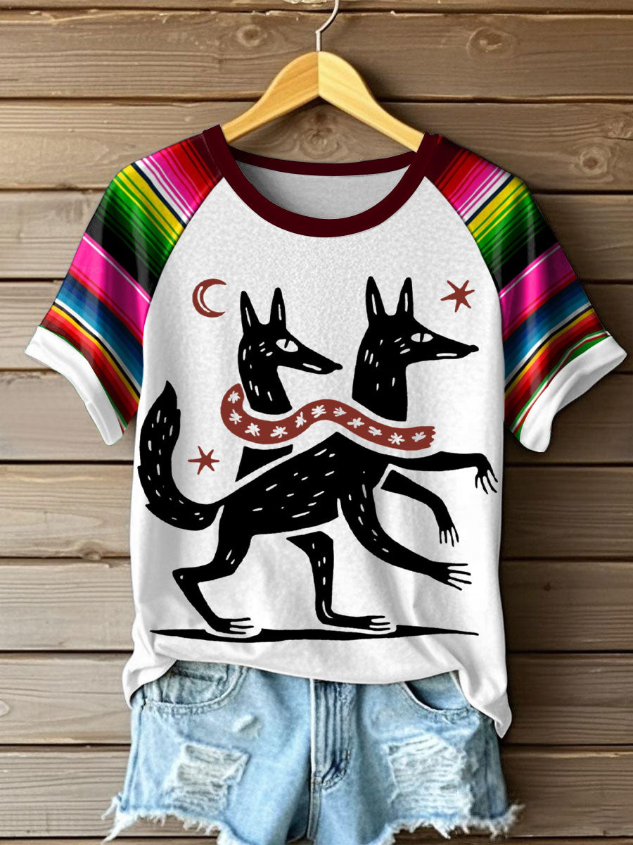 Women's Mexican Folk Art Wolf and Snake T-Shirts vetvanguards