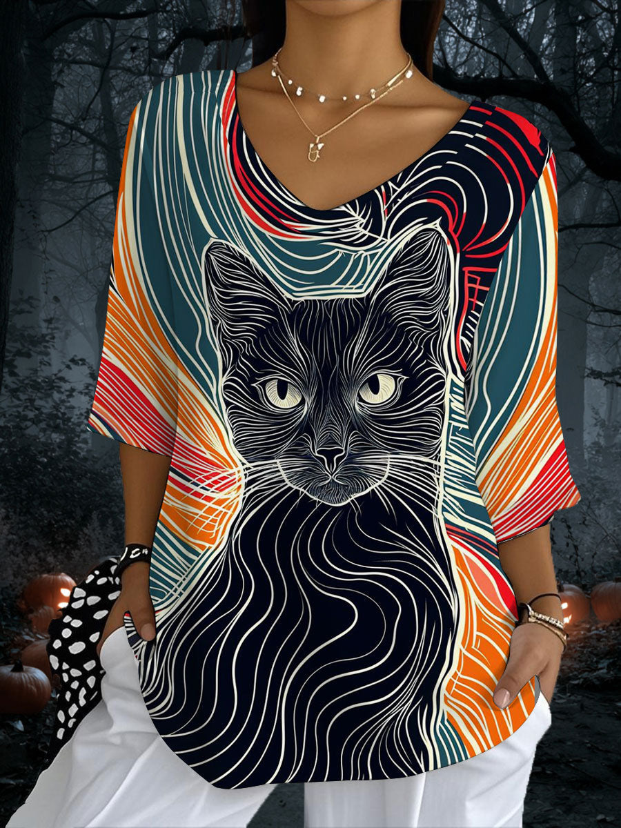 Women's Cat Print Casual T-shirt vetvanguards