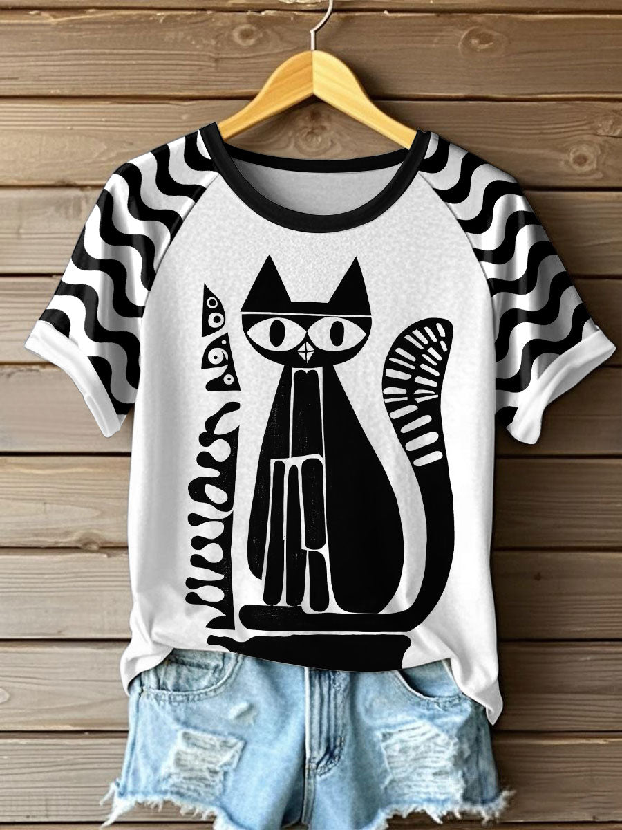 Women's Mexican Folk Art Cat T-Shirts vetvanguards