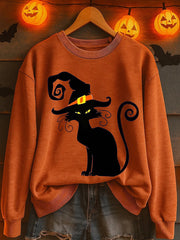 Women's Halloween Black Cat Sweatshirt vetvanguards