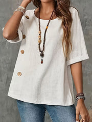 Women's cotton and linen casual T-shirt vetvanguards