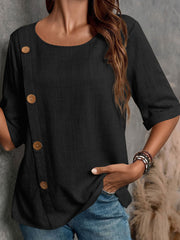 Women's cotton and linen casual T-shirt vetvanguards