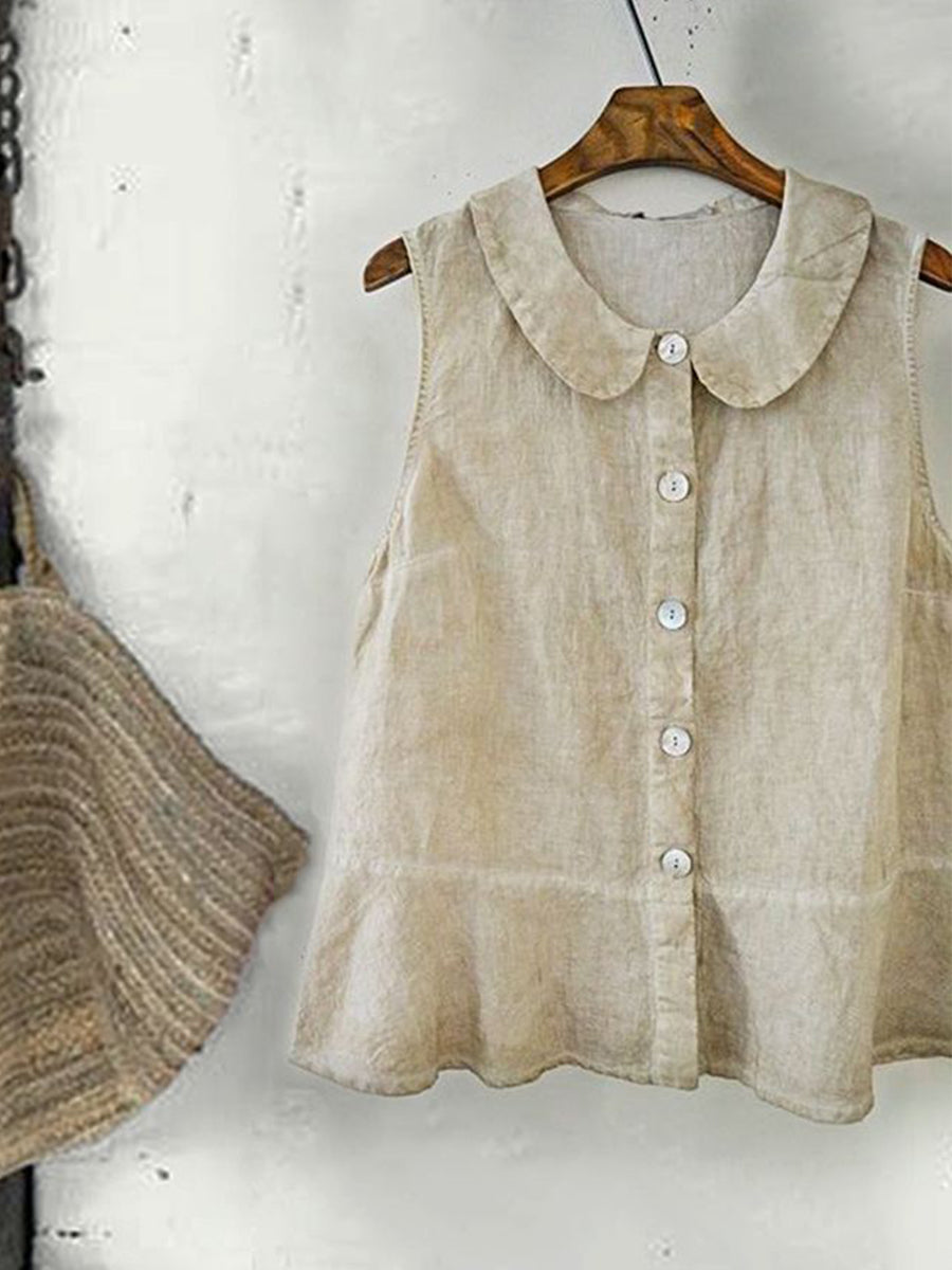 Women's Simple Solid Linen Shirt vetvanguards