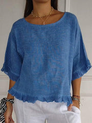 Women's Elegant Ruffled Linen Shirt vetvanguards