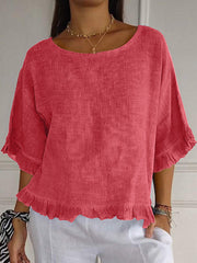 Women's Elegant Ruffled Linen Shirt vetvanguards