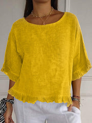 Women's Elegant Ruffled Linen Shirt vetvanguards
