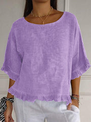Women's Elegant Ruffled Linen Shirt vetvanguards
