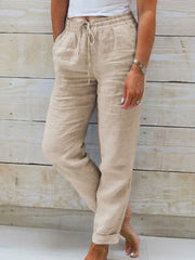 Women's Simple Solid Color Linen Pants vetvanguards